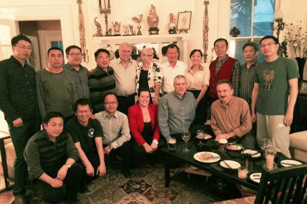 Computer science masters student Joseph (first row, second from the left) attended the first High-Speed Rail collision testing facility project technical review meeting in Brampton in April 2015, along with Anemoi and CSR Sifang team members. 