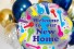 balloon reading "Welcome to our new home"