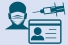 syringe, mask, ID card