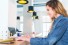 woman working at laptop computer