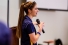student leading orientation session