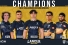 Members of Lancer Gaming in team uniforms under banner reading "Champions" :  Liam Keenan, Saif Kaoud, Luka Velimirovic, Hunter Thomas, and Harjot Bhamra.