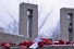 roses piled at Memorial of Hope