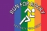 figure depicting running against rainbow
