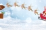 santa flying sleigh toward university