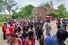 celebratory students crowd into the Student Courtyard