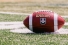 Football sitting on turf