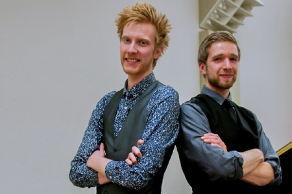 Xylophonist Brandon Lefrancois and marimbist Chris Chamberlain