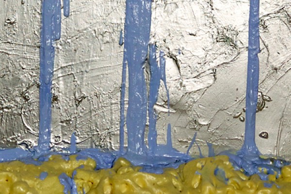 Detail of “Eldorado,” oil paint, spray paint and spray foam on canvas, by Pearl Van Geest.