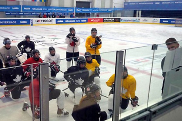 Team Canada holds a first practice at the Winter Universiade in Granada, Spain. 