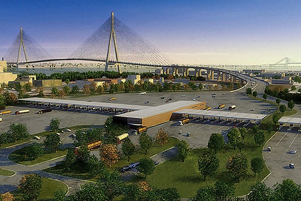 rendering of bridge and plaza