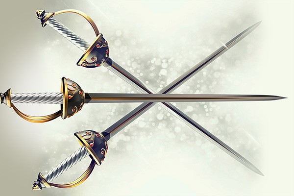 three crossed swords