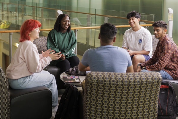 diverse group of students in conversation