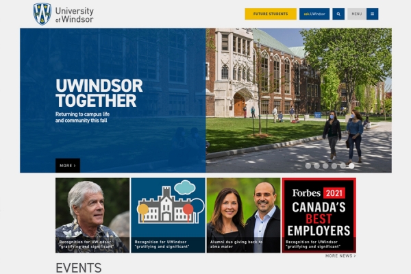 screen grab of uwindsor.ca homepage