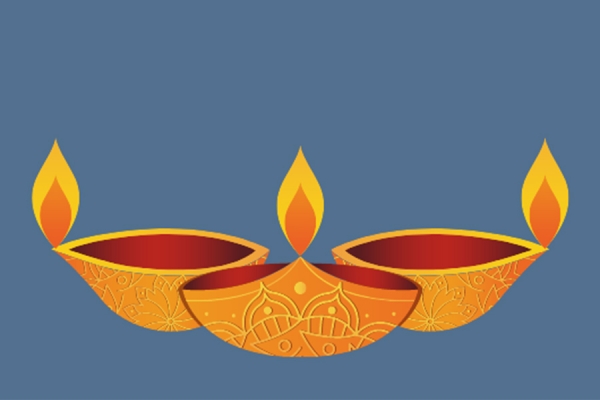 three diya lamps