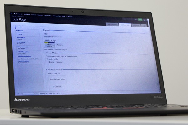 laptop screen showing Drupal