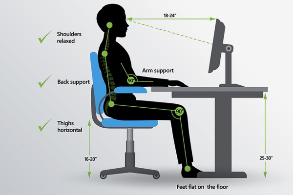 illustration of proper seating at desk