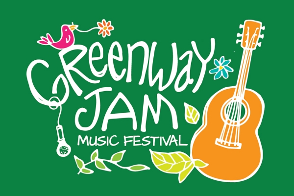 Greenway Jam logo - guitar surrounded by flowers