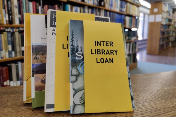 books labelled interlibrary loan