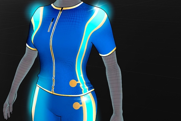 graphic of body suit incorporating wearable electronics