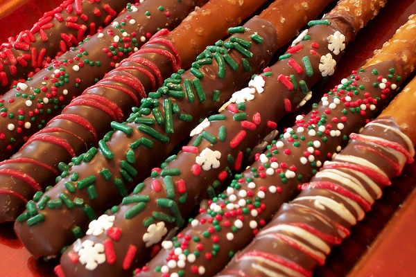 chocolate-dipped pretzels