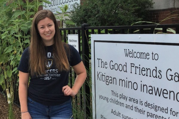 Fallon Mitchell outside the Connections Early Years Family Centre.