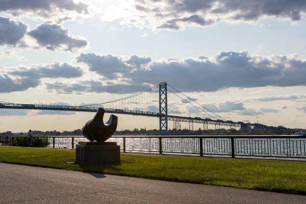 Sculpture in riverfront park