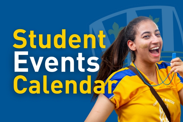 young woman racing past Student Events Calendar