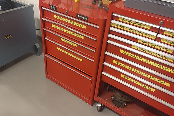 red steel toolboxes