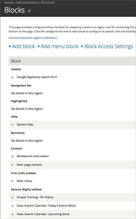 Blocks Listing page