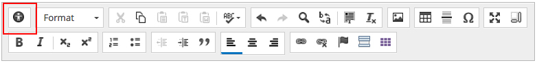CK editor toolbar highlighting the accessibility icon