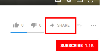 YouTube screen shot showing the Share button