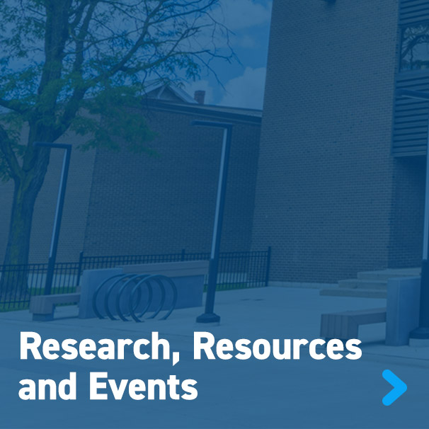 Research, Resources  and Events Gridster Button