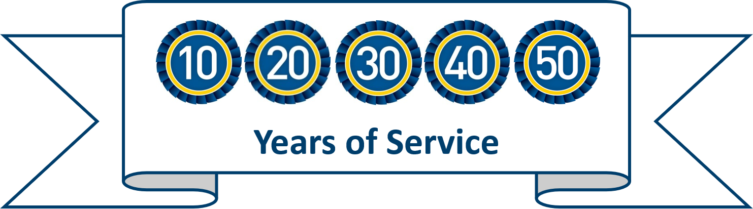 ten, twenty, thirty, forty, fifty years of service