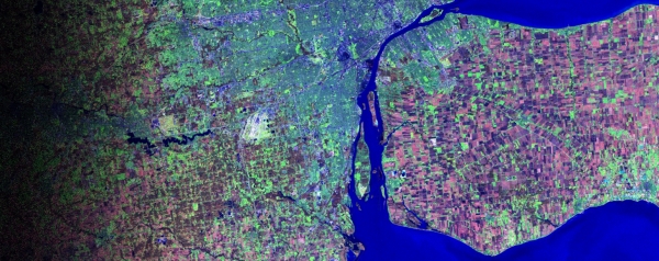 satellite photo of Windsor-Essex and Detroit area