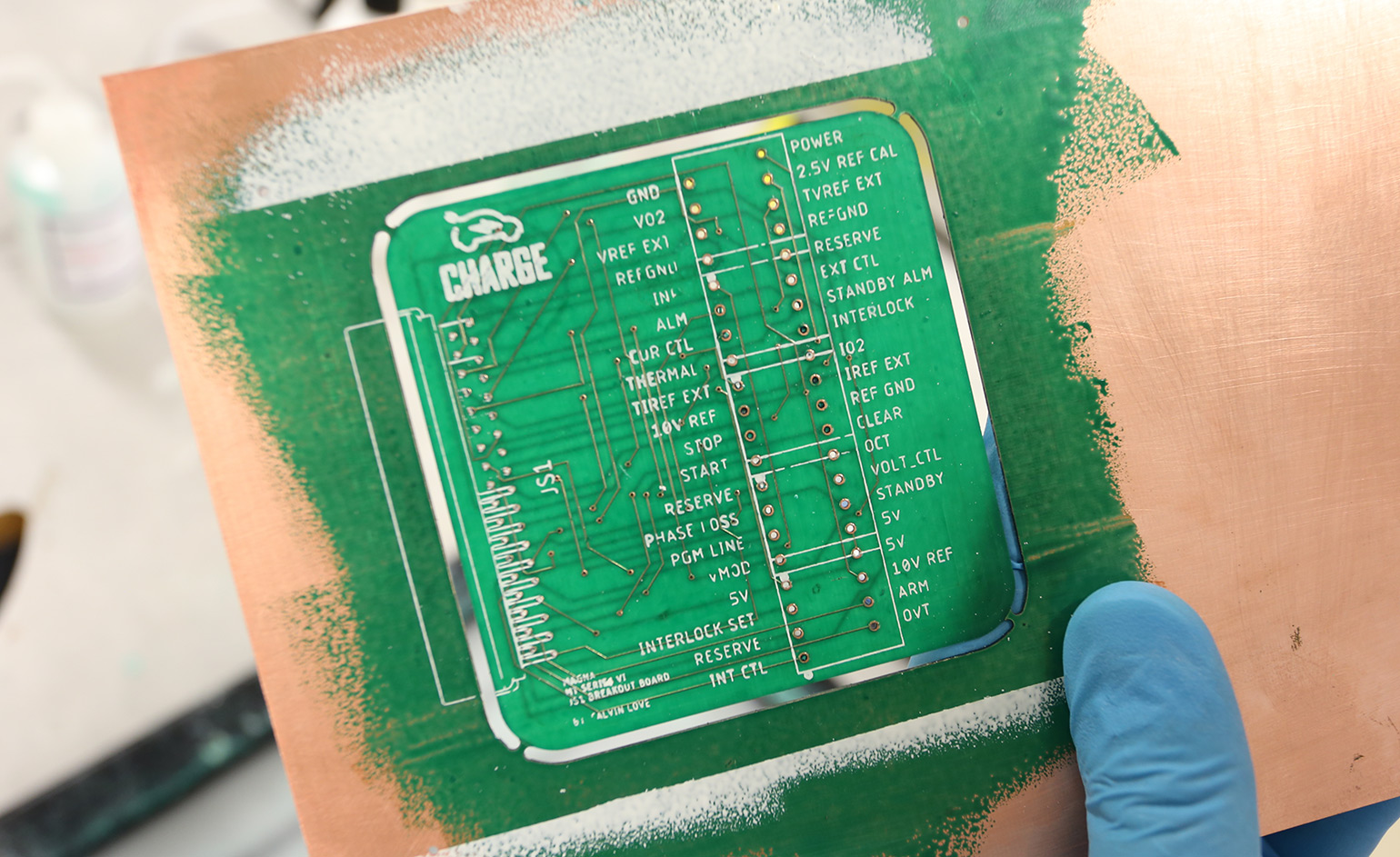 Close up view of printed circuit board