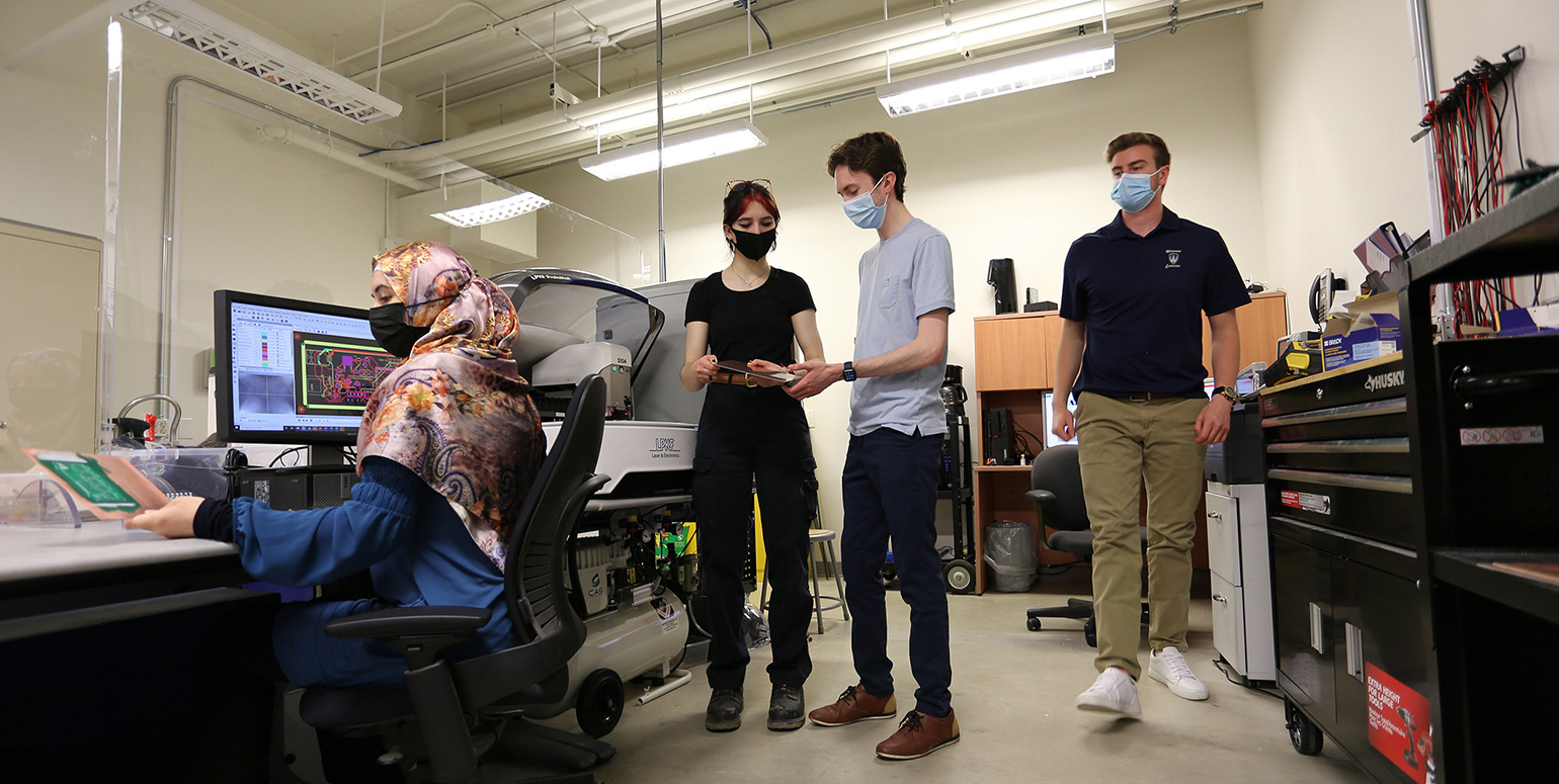 UWindsor students working in PCB Fabrication Lab