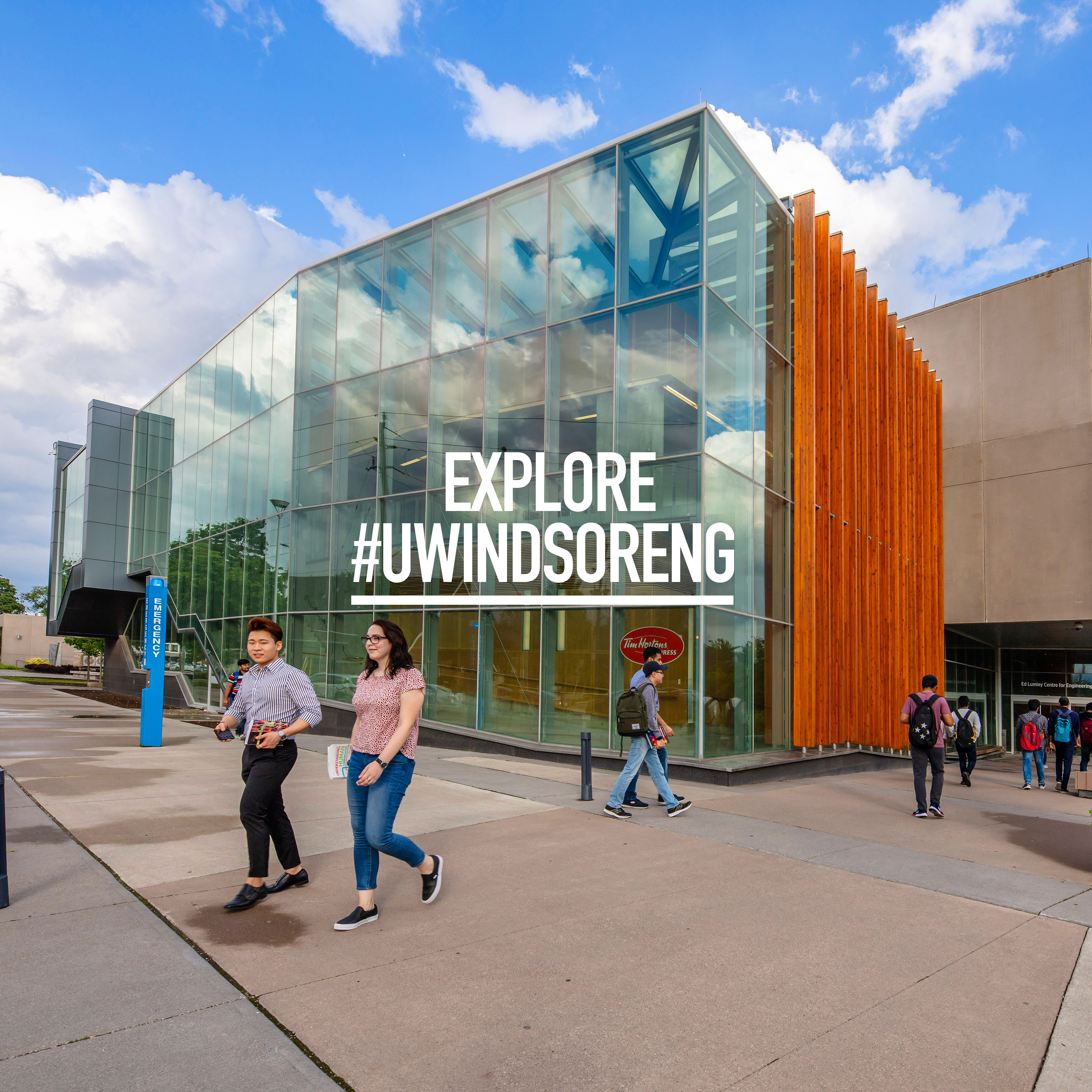 Ed Lumley Centre for Engineering Innovation with the words Explore UWindsorENG