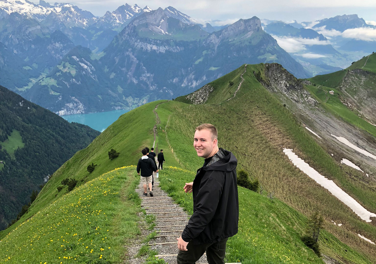 Dodson is pictured above in Stoos, Switzerland.