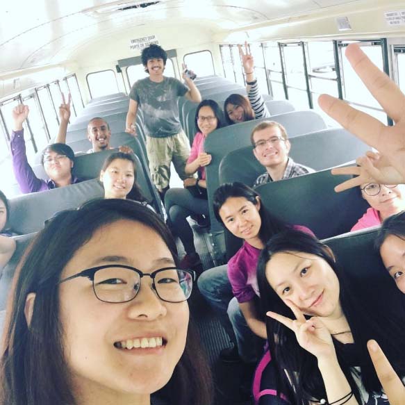 students on bus