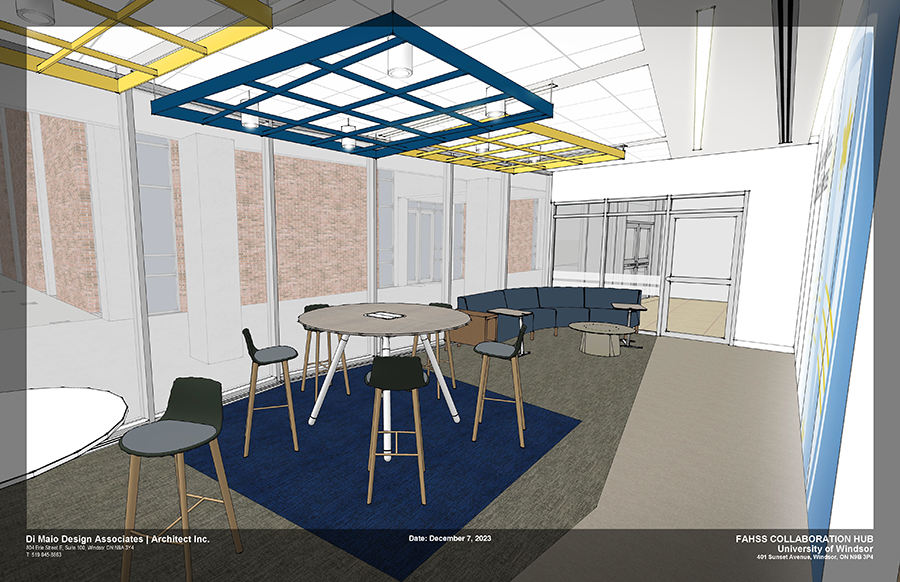 Artist rendering of the seating areas in the Student Collaboration Hub