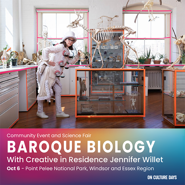 Ontario Culture Days Creative in Residence Dr.Jennifer Willet in costume working in her studio