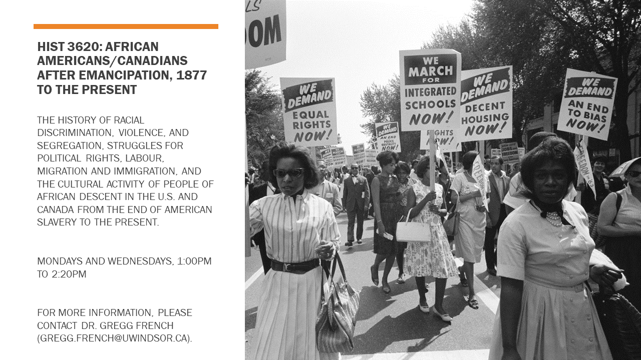 HIST 3620: African Americans/Canadians after Emancipation, 1877 to the present