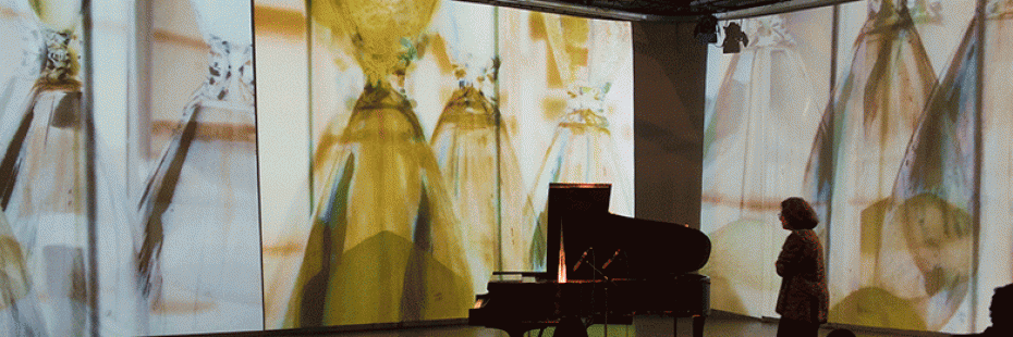 An image taken at a Noiseborder Ensemble multi-media performance
