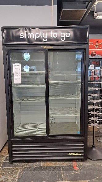 second sliding door 2 door fridge black with clear doors