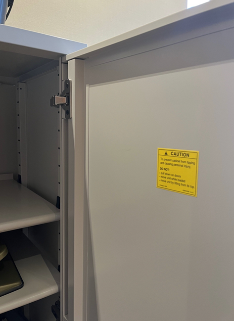 metal cabinet, inside shelves