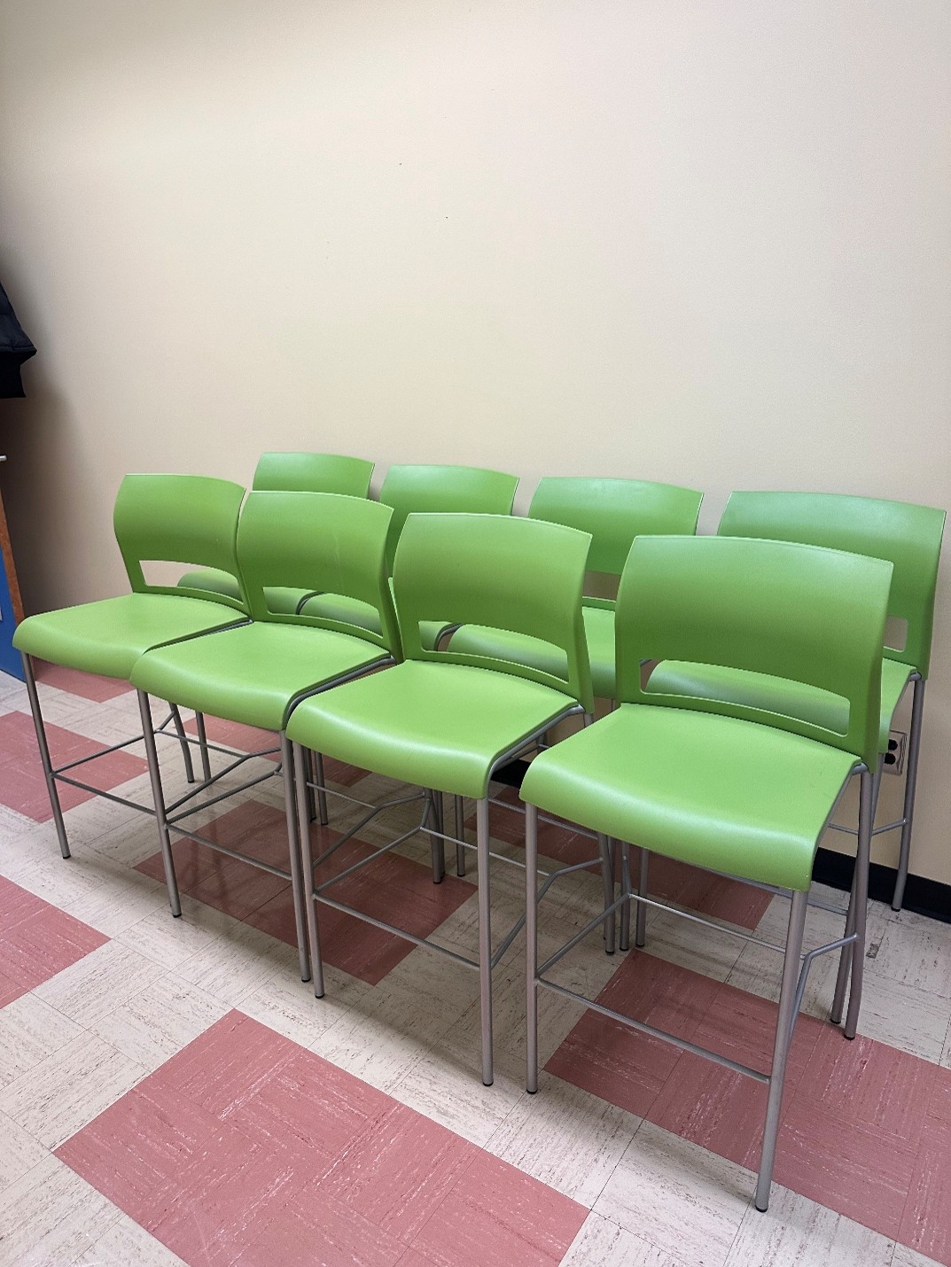 8 tall green chairs