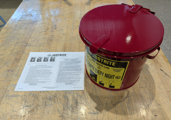 red oil waste disposal bin
