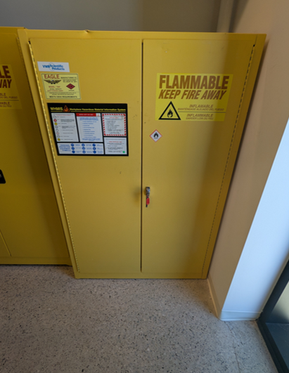 yellow flammables cabinet