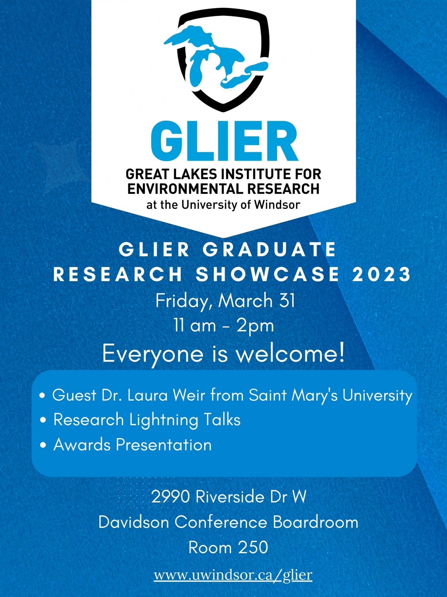 Poster for GLIER grad showcase showing GLIER logo